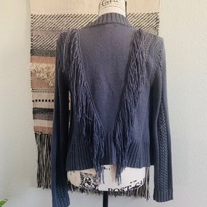 Fringed open cardigan